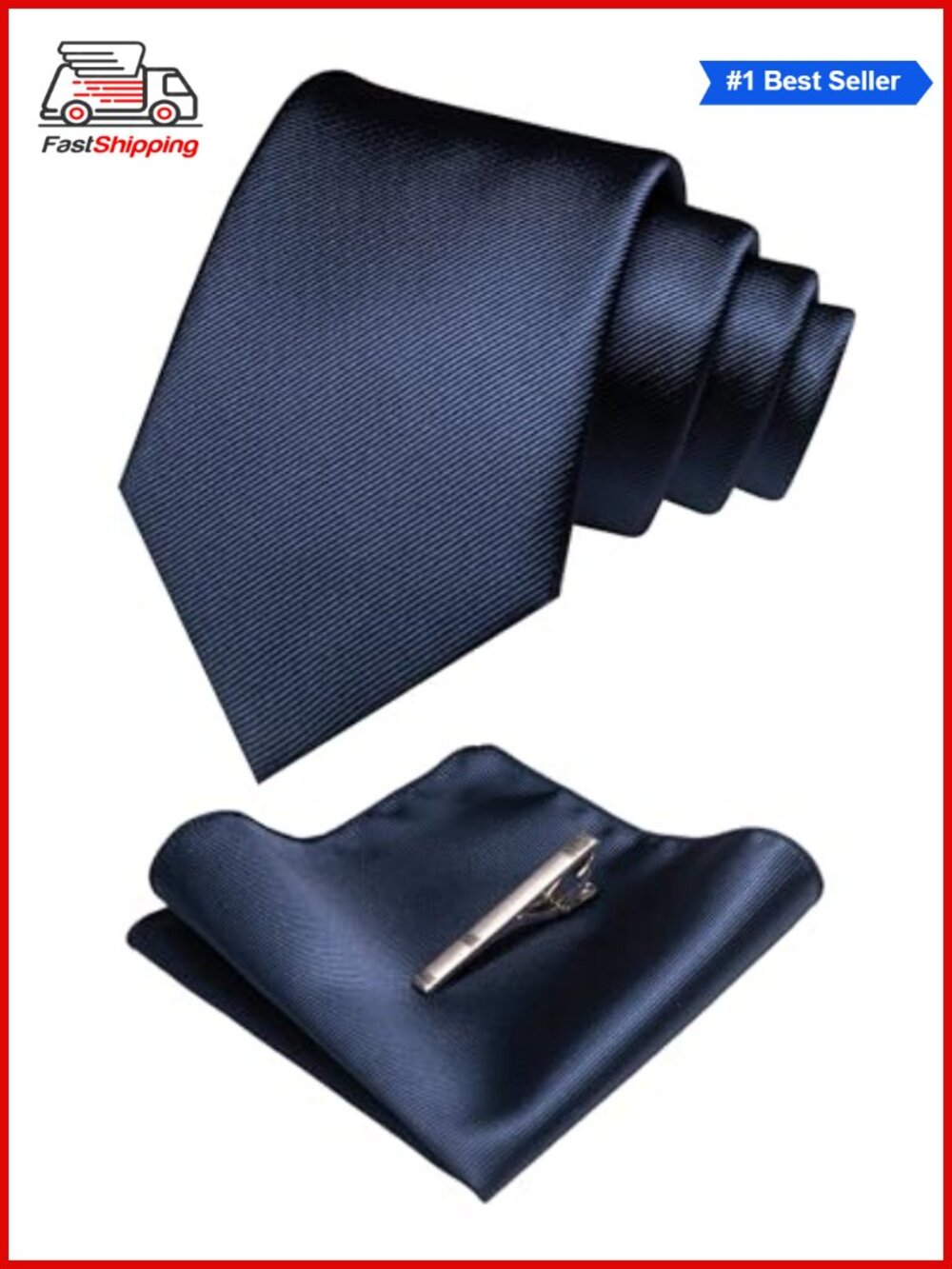 Jacquard Woven Silk Blend Necktie Pocket Square Tie Clip Set Formal